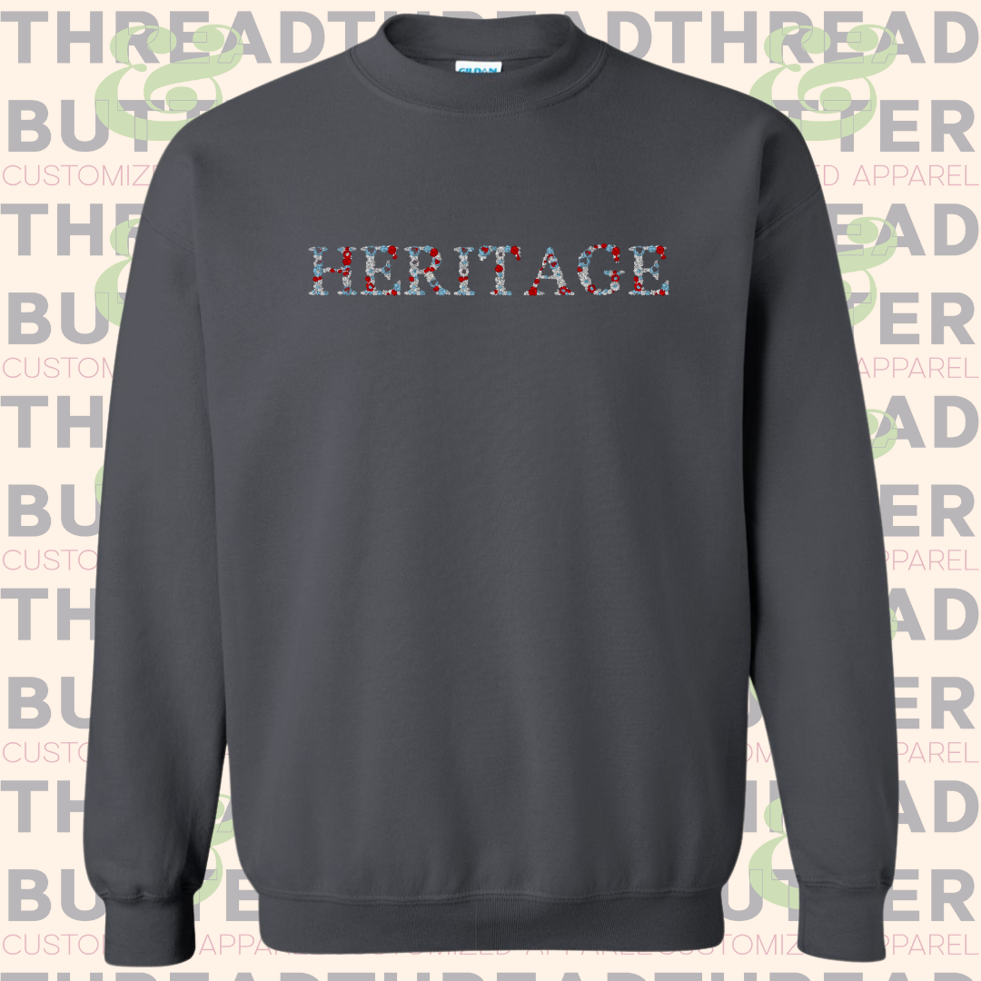 Floral Embroidered School Spirit Sweatshirt