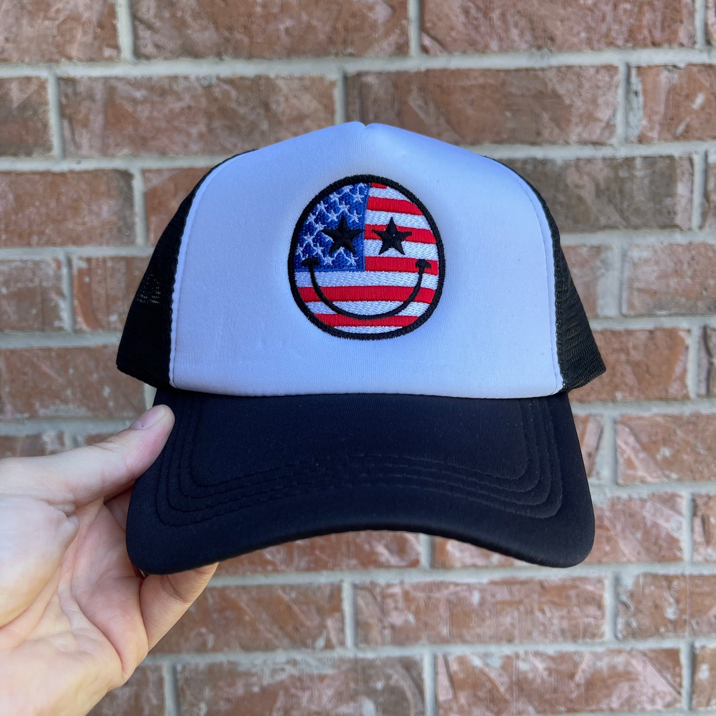 Patriotic Smiley Face Trucker Hat